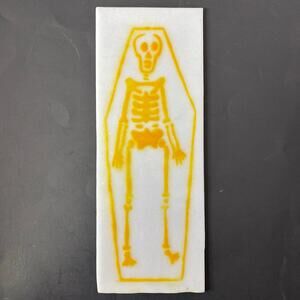 Yellow Skeleton White Glass Panel Coffin Skull Stained Glass Lamp 10x4 Art Craft